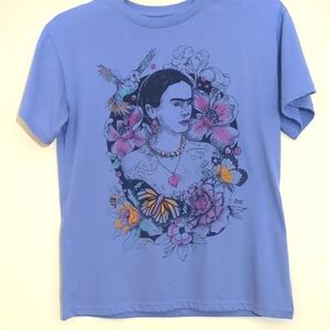 Freida Kahlo by Jerry Leigh Orchid Shirt Colorful Print Size M